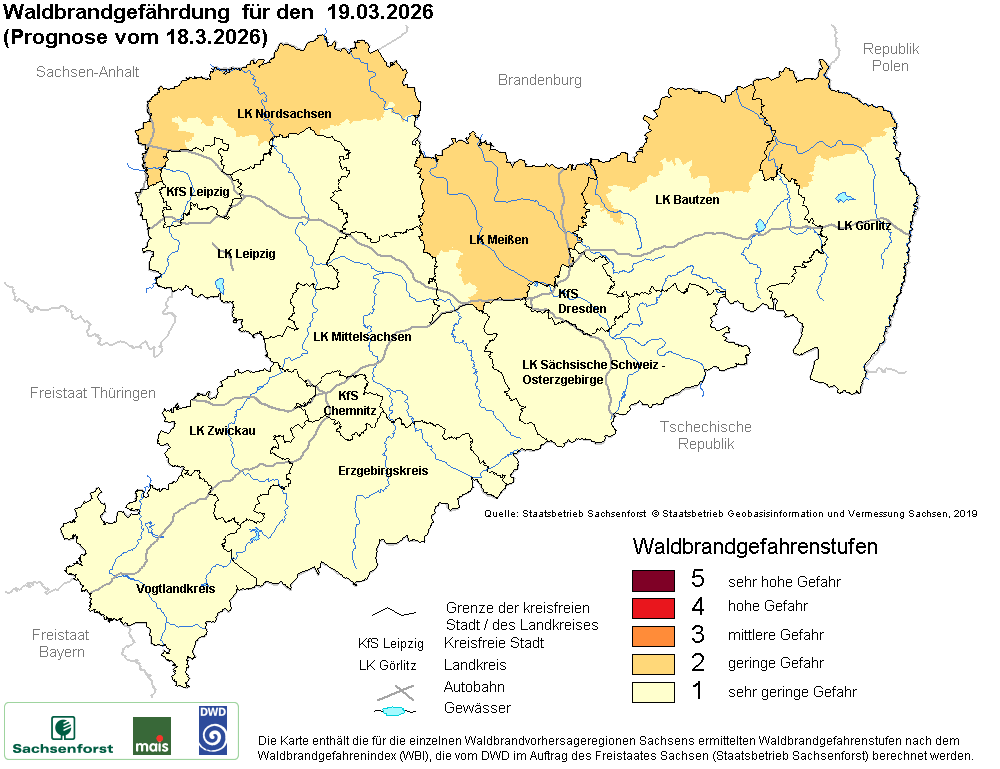 Waldbrandgefährdung Sachsen
