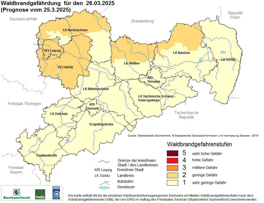Waldbrandgefährdung Sachsen