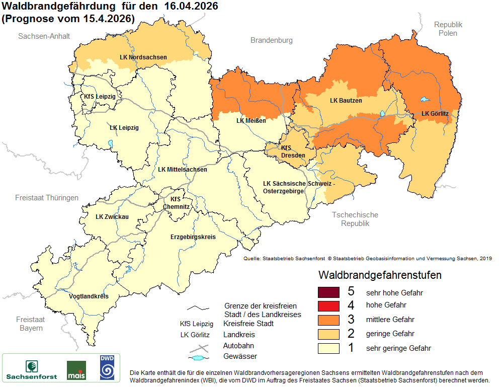 Waldbrandgefährdung Sachsen