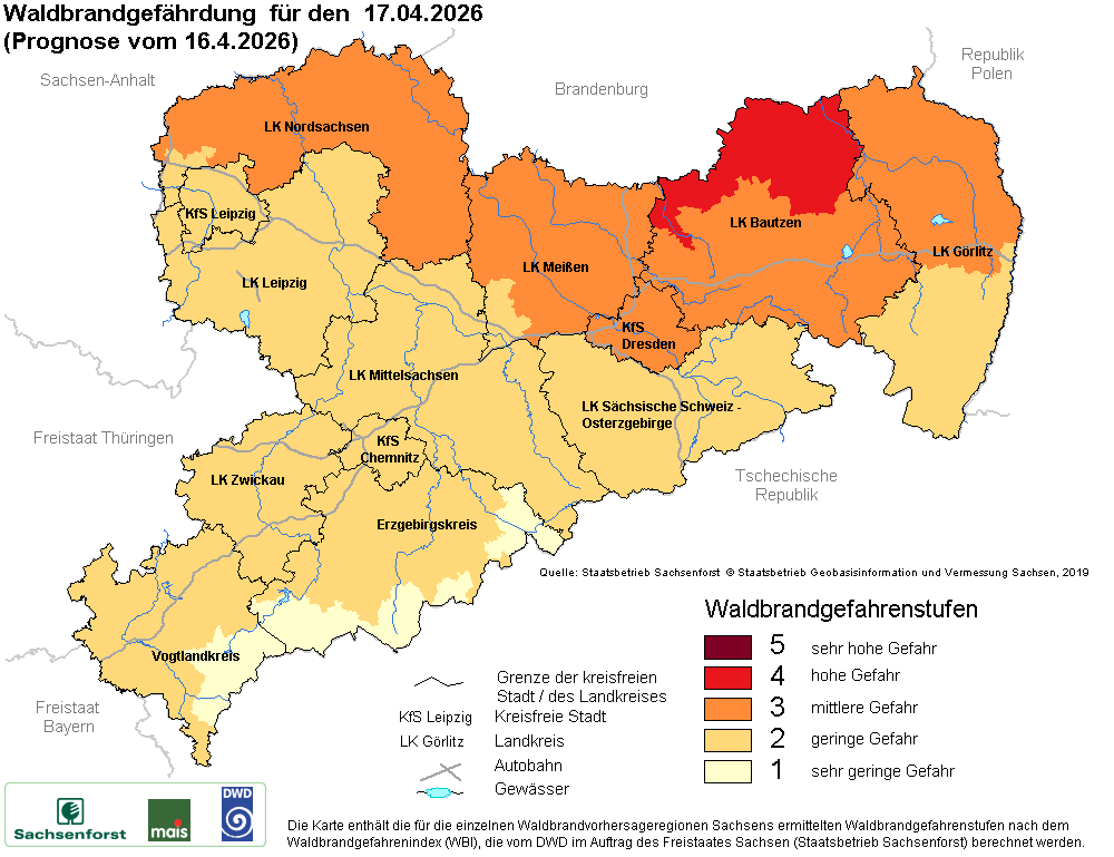 Waldbrandgefährdung Sachsen