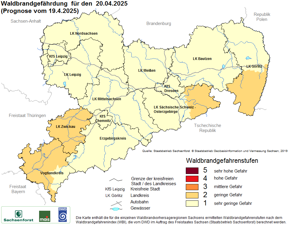 Waldbrandgefährdung Sachsen