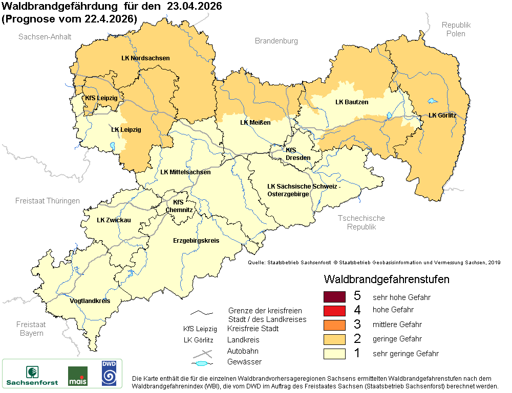 Waldbrandgefährdung Sachsen