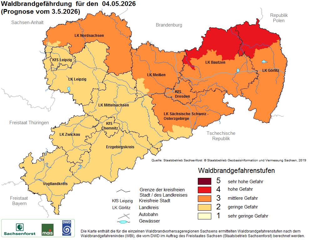 Waldbrandgefährdung Sachsen