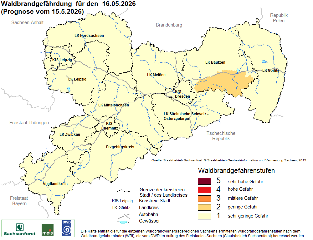 Waldbrandgefährdung Sachsen