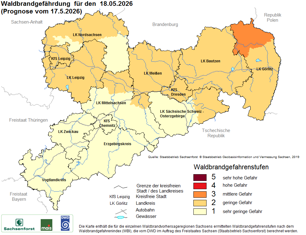 Waldbrandgefährdung Sachsen