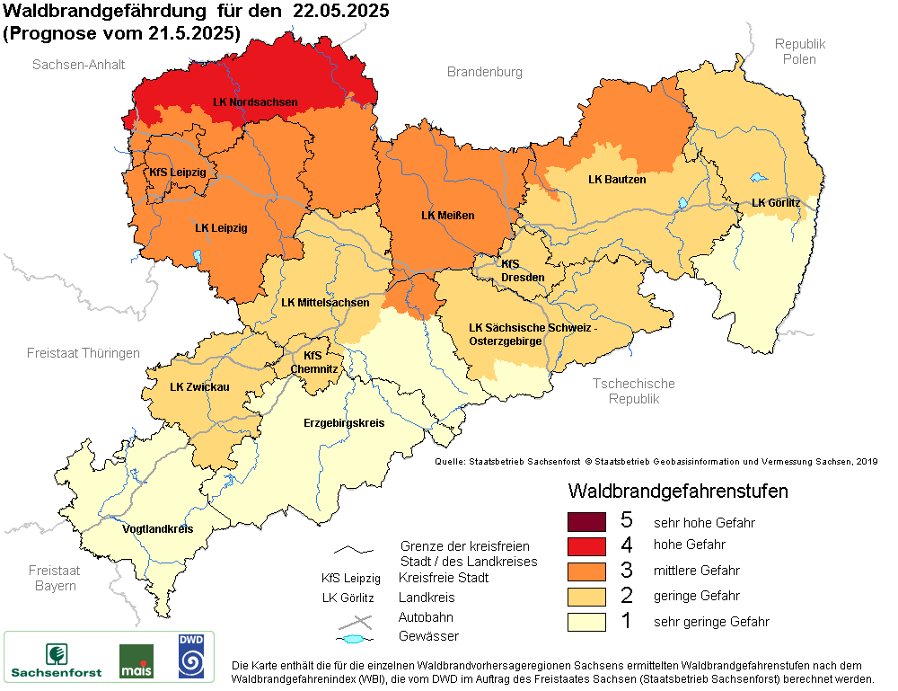 Waldbrandgefährdung Sachsen