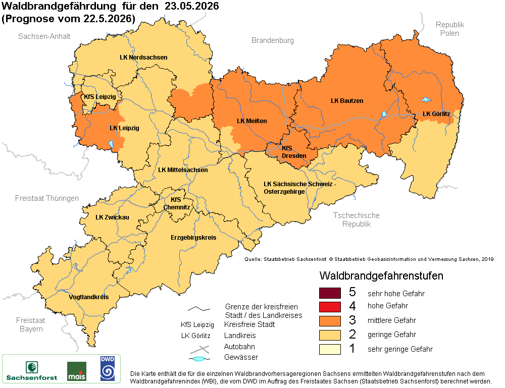 Waldbrandgefährdung Sachsen