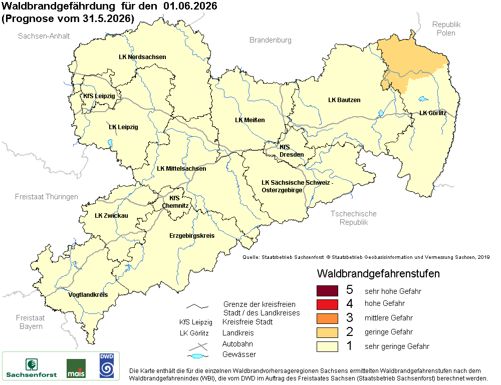 Waldbrandgefährdung Sachsen