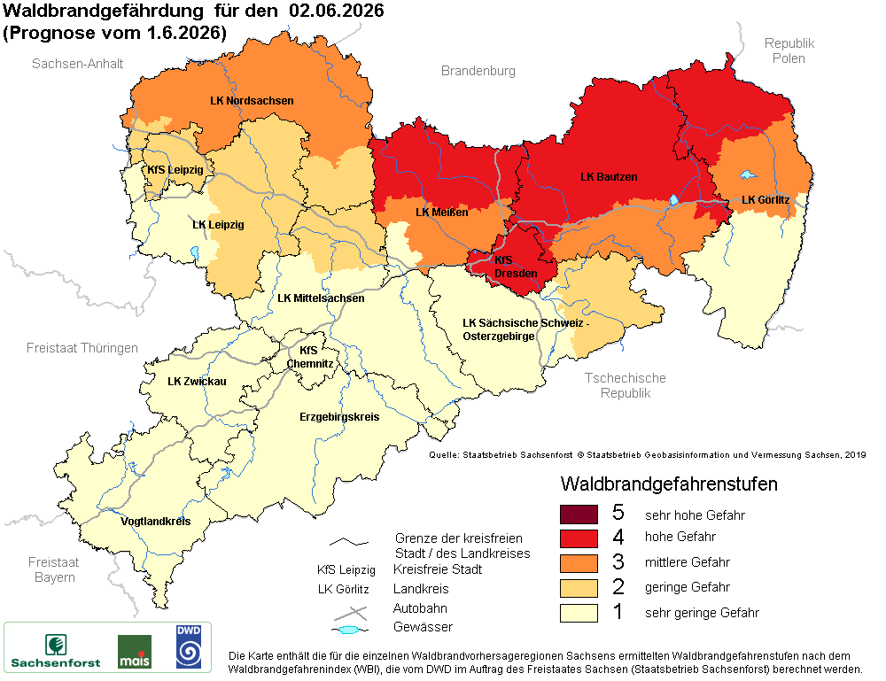 Waldbrandgefährdung Sachsen