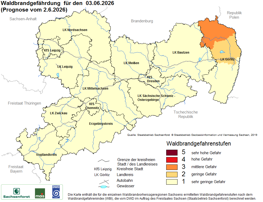 Waldbrandgefährdung Sachsen