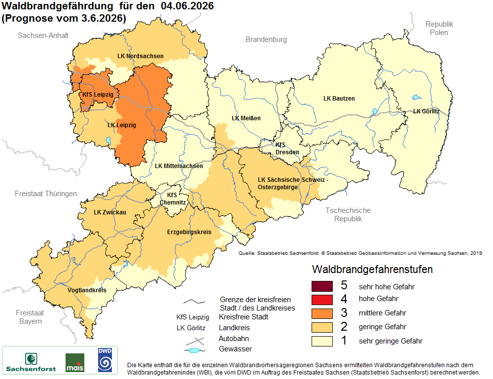 Waldbrandgefährdung Sachsen