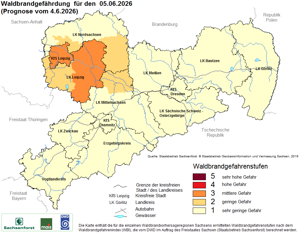 Waldbrandgefährdung Sachsen