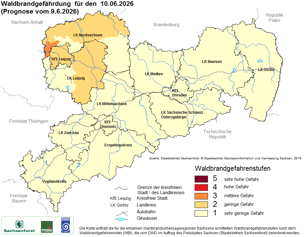 Waldbrandgefährdung Sachsen