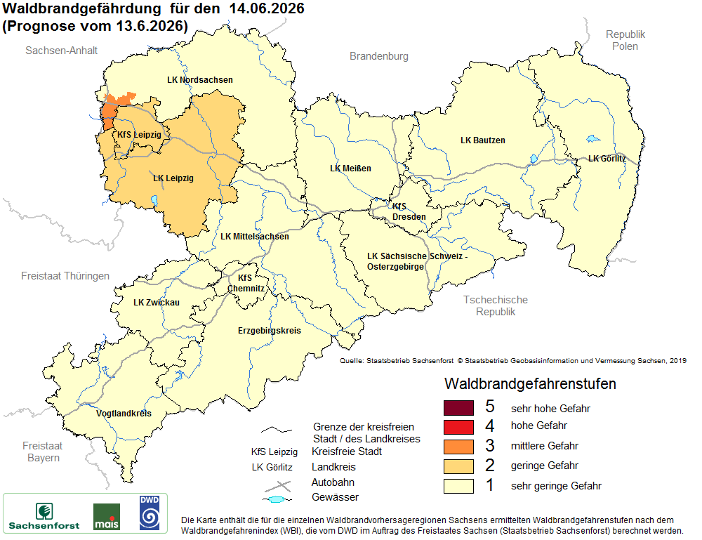 Waldbrandgefährdung Sachsen