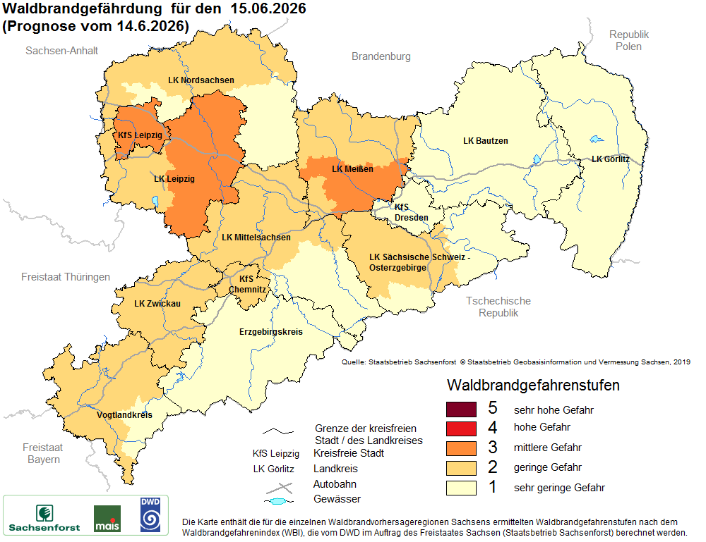 Waldbrandgefährdung Sachsen