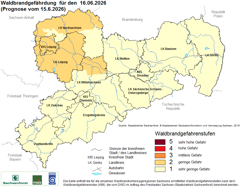 Waldbrandgefährdung Sachsen