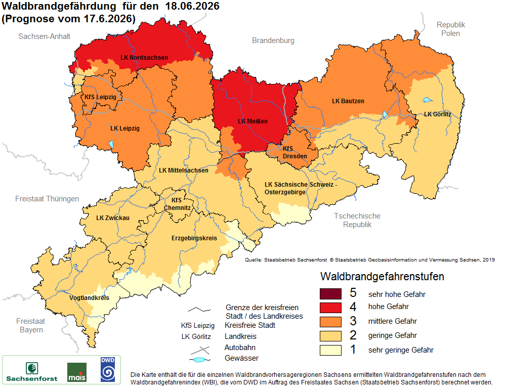 Waldbrandgefährdung Sachsen