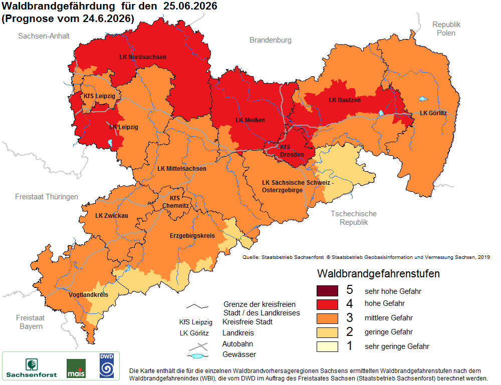 Waldbrandgefährdung Sachsen