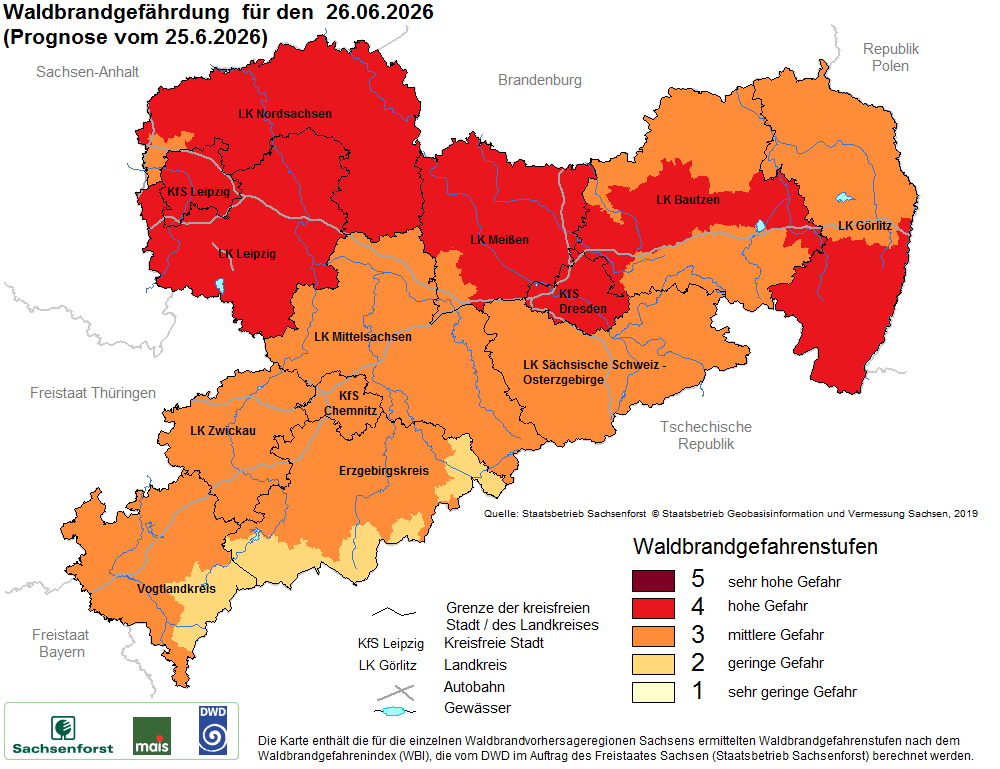 Waldbrandgefährdung Sachsen