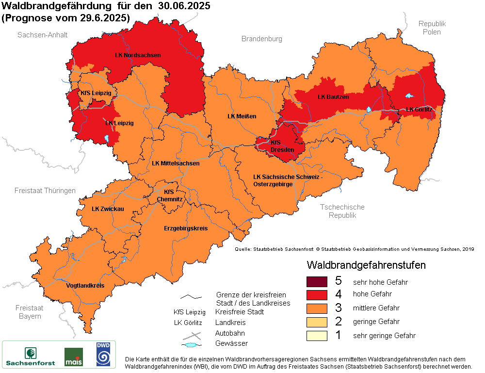 Waldbrandgefährdung Sachsen