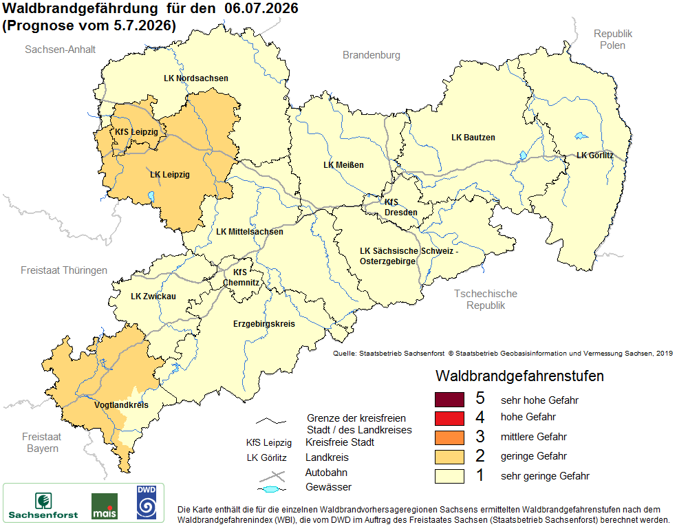 Waldbrandgefährdung Sachsen
