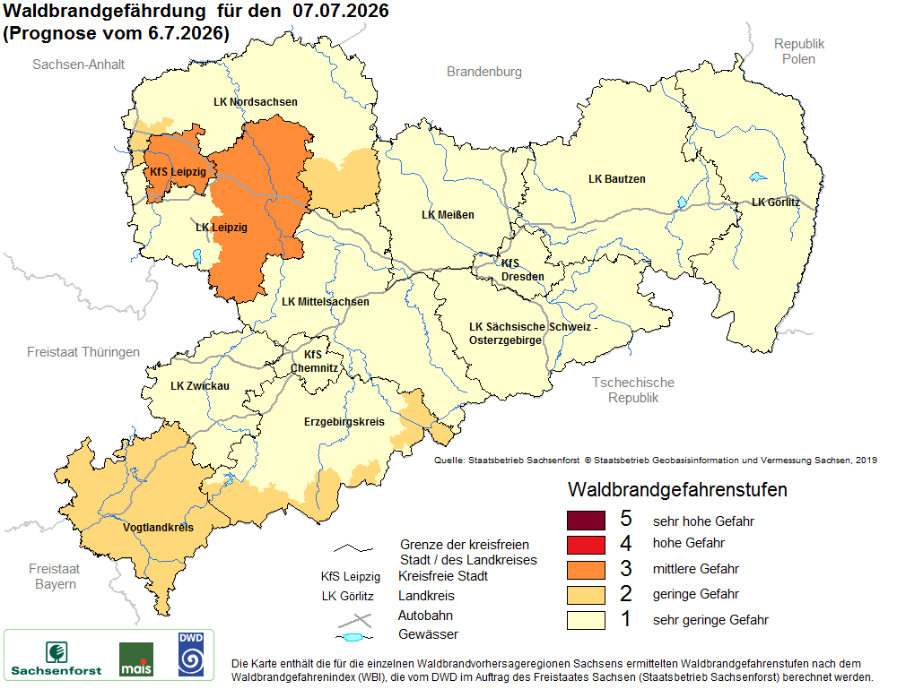 Waldbrandgefährdung Sachsen