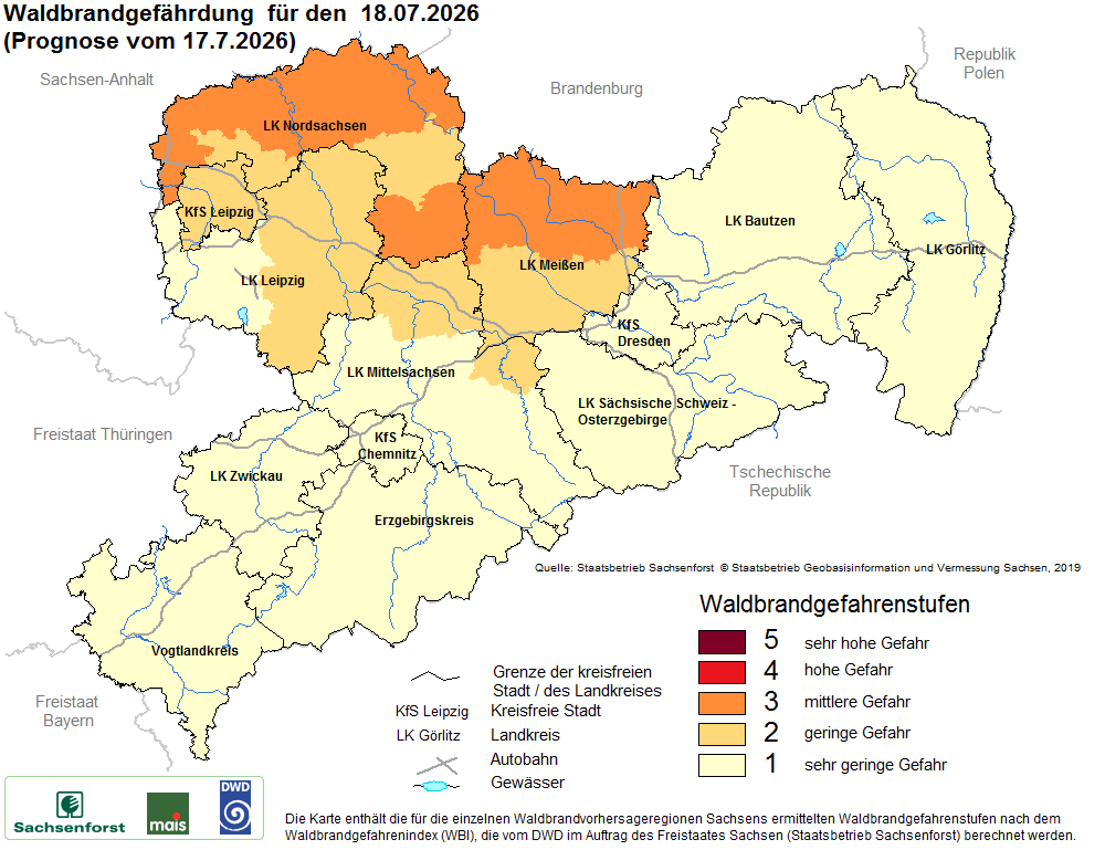 Waldbrandgefährdung Sachsen