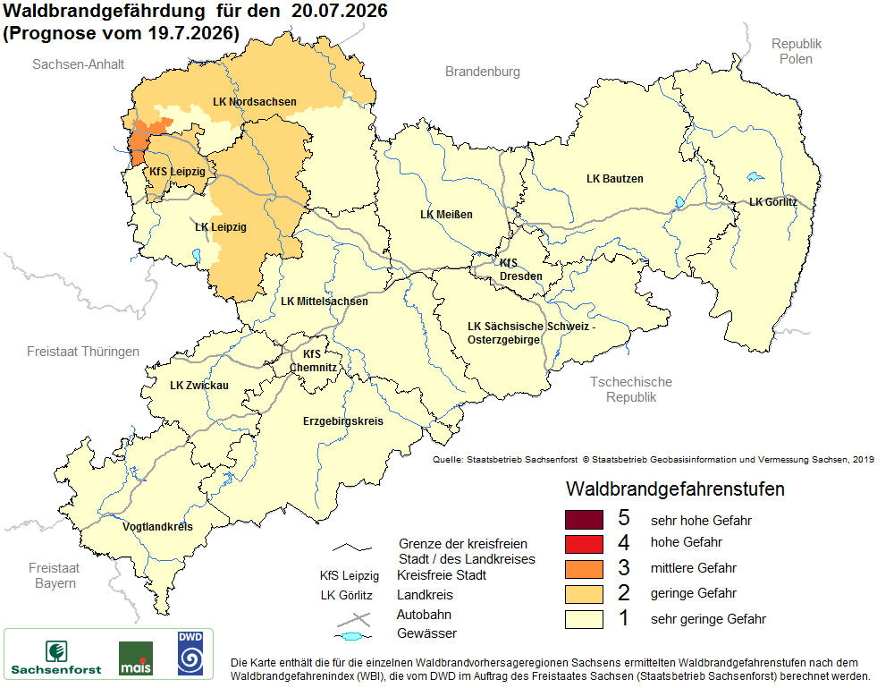 Waldbrandgefährdung Sachsen