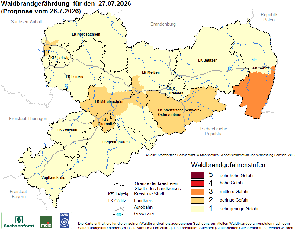 Waldbrandgefährdung Sachsen