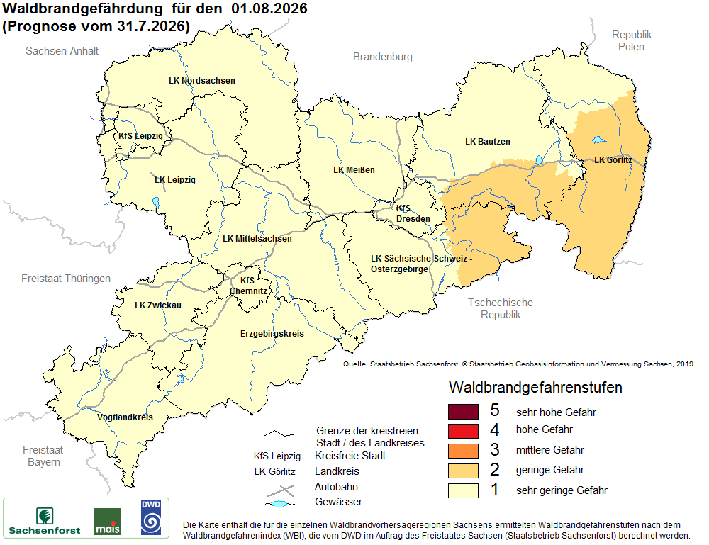 Waldbrandgefährdung Sachsen