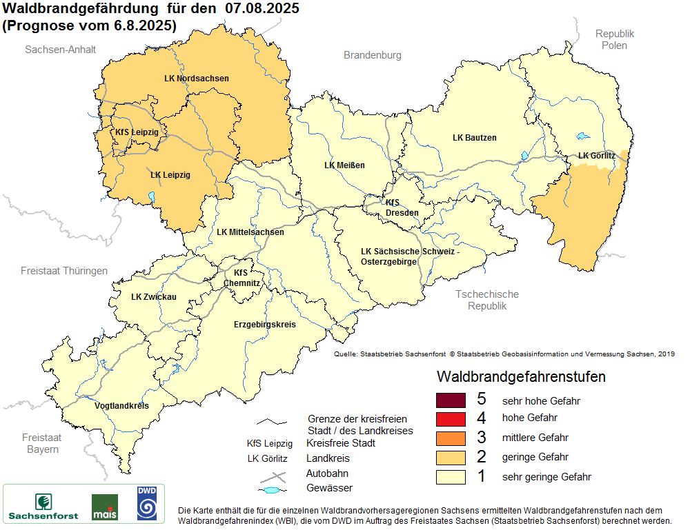 Waldbrandgefährdung Sachsen