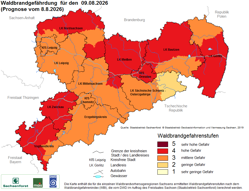 Waldbrandgefährdung Sachsen