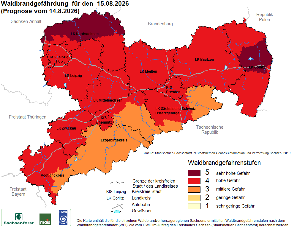 Waldbrandgefährdung Sachsen