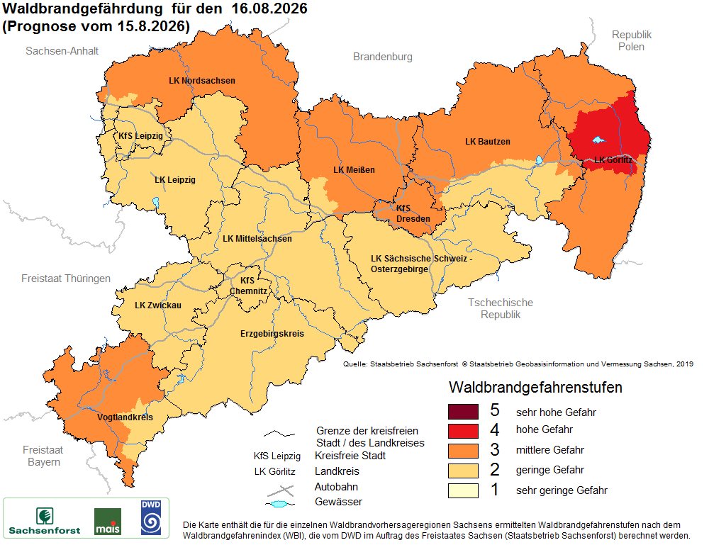 Waldbrandgefährdung Sachsen