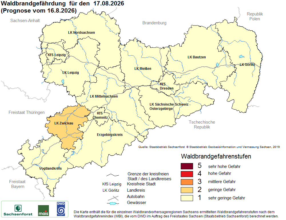 Waldbrandgefährdung Sachsen