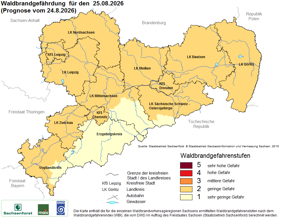 Waldbrandgefährdung Sachsen