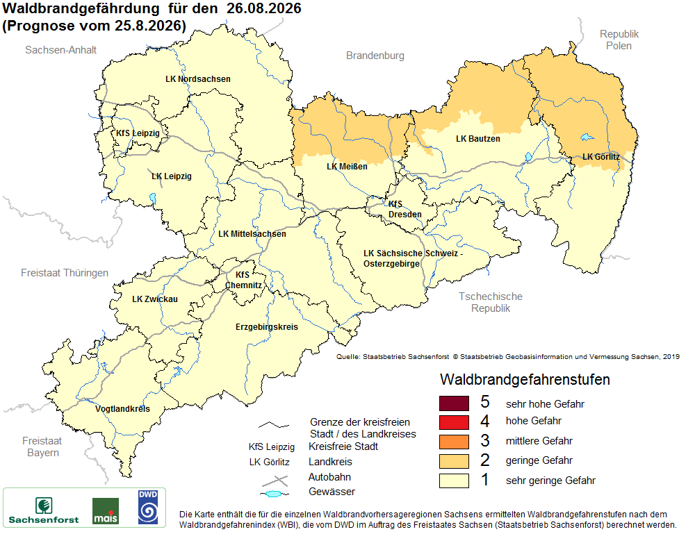 Waldbrandgefährdung Sachsen