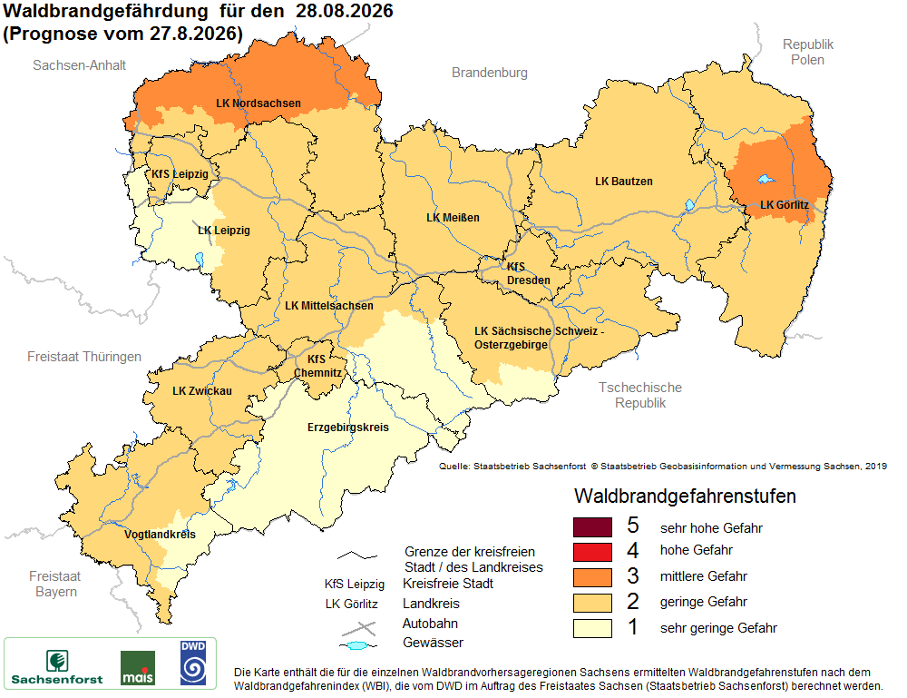 Waldbrandgefährdung Sachsen