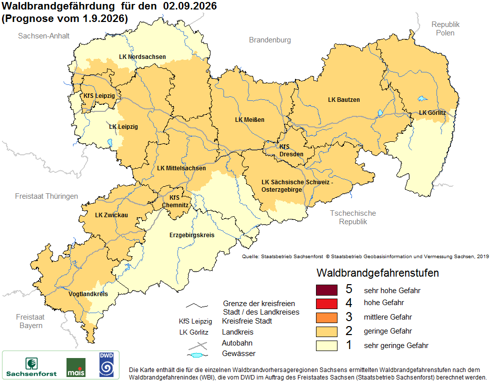 Waldbrandgefährdung Sachsen