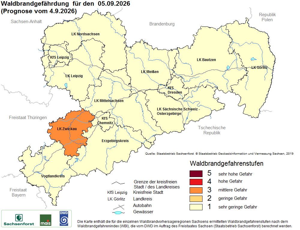 Waldbrandgefährdung Sachsen