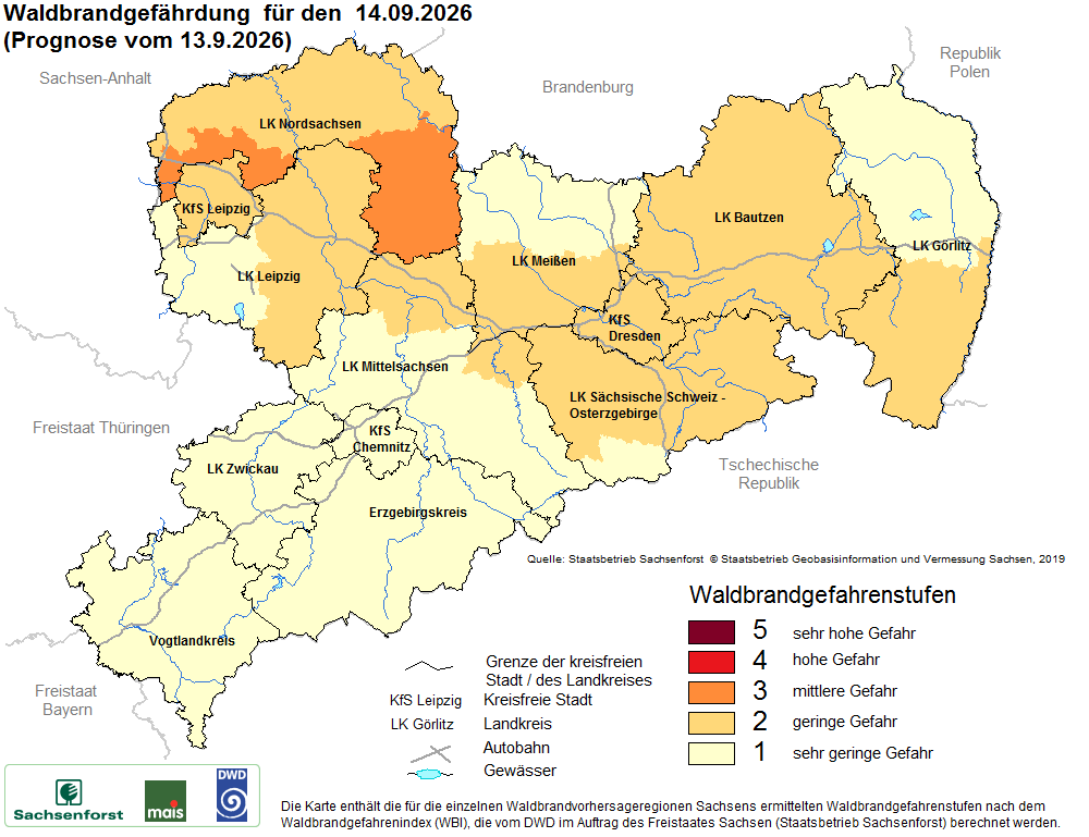 Waldbrandgefährdung Sachsen