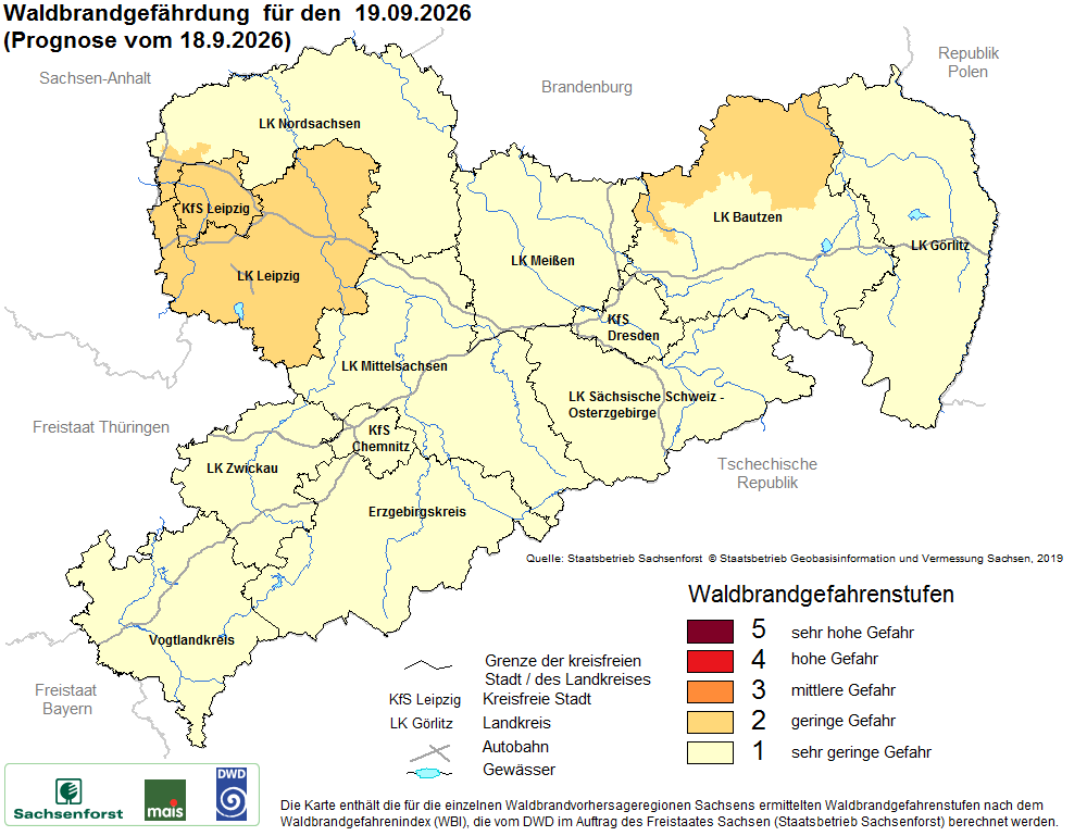 Waldbrandgefährdung Sachsen