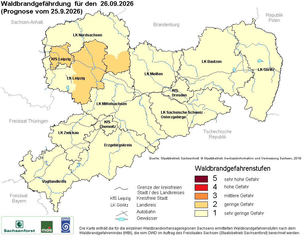 Waldbrandgefährdung Sachsen