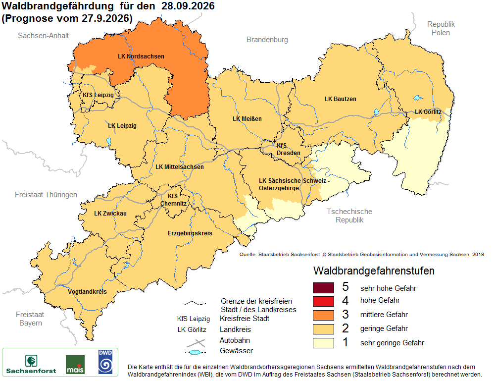 Waldbrandgefährdung Sachsen