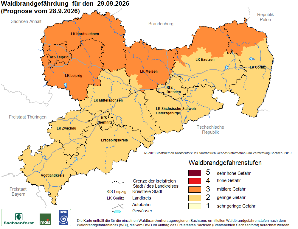 Waldbrandgefährdung Sachsen