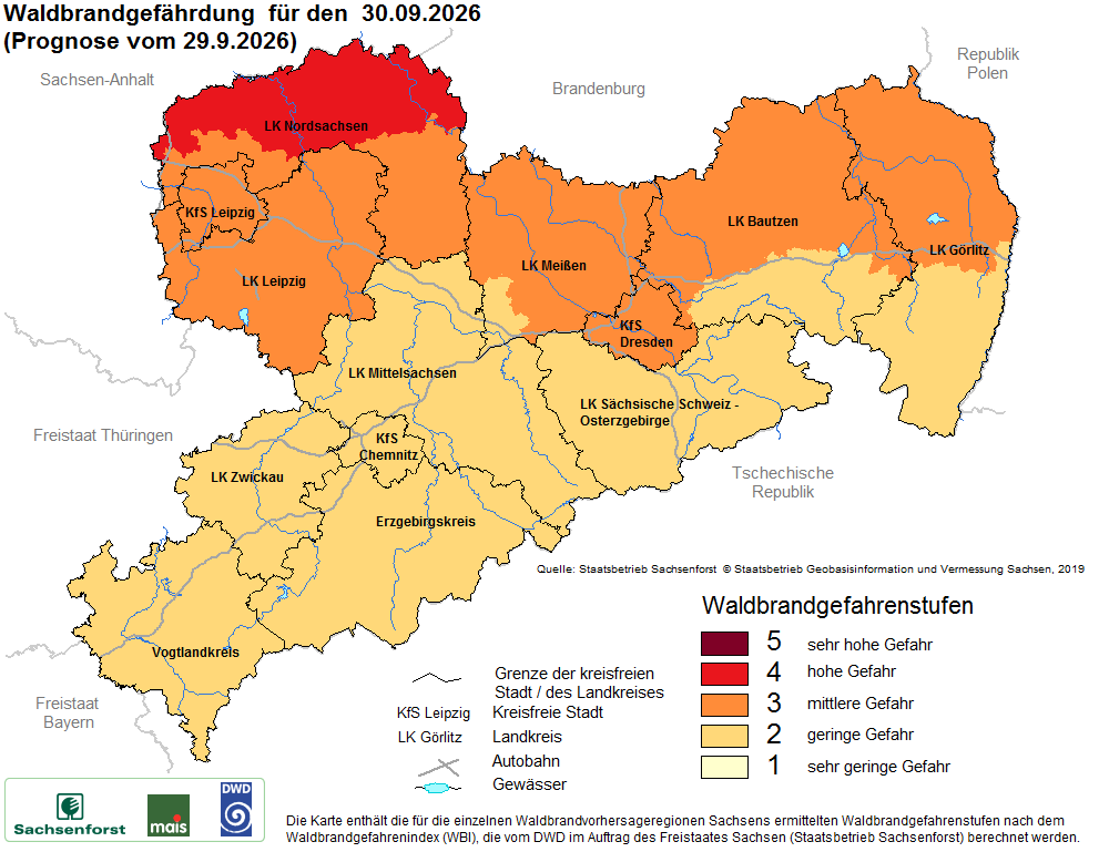 Waldbrandgefährdung Sachsen