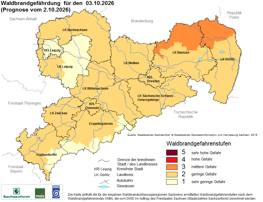 Waldbrandgefährdung Sachsen