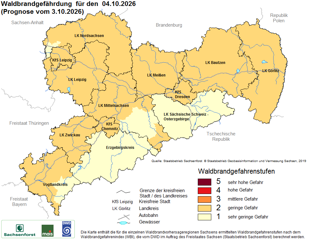 Waldbrandgefährdung Sachsen