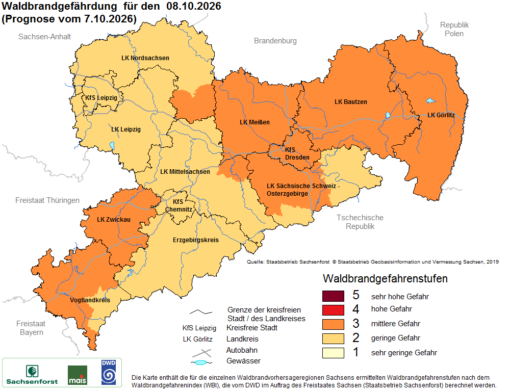 Waldbrandgefährdung Sachsen