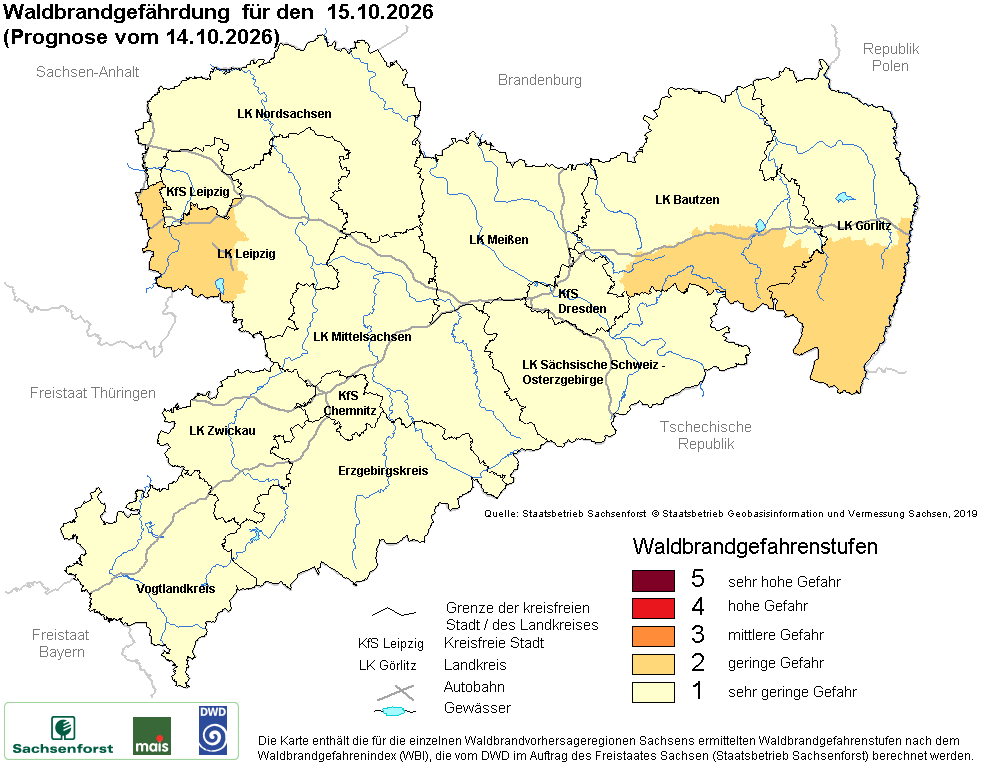 Waldbrandgefährdung Sachsen